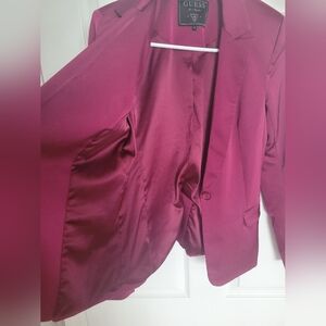 Guess Women Shiny Fuschia Purple Pink Blazer SIZE 4